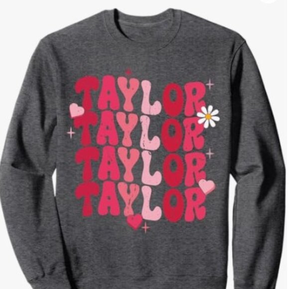 Taylor - Love Floral Design - New Small Dark Heather Gray Sweatshirt - Picture 1 of 5